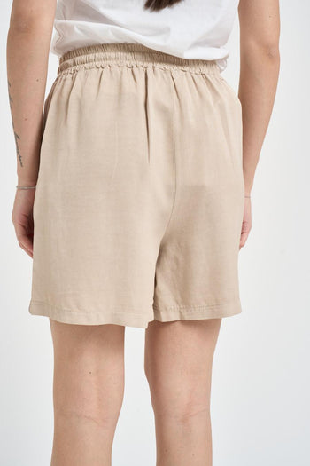 Shorts donna con coulisse beige - 3