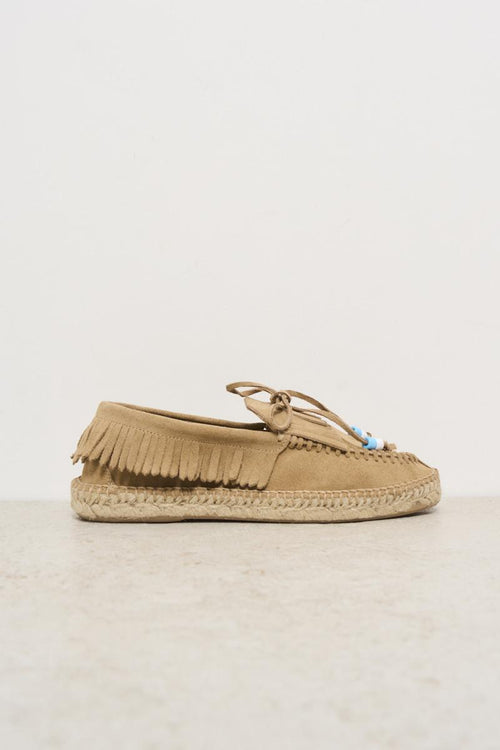 Mocassino donna in suede beige