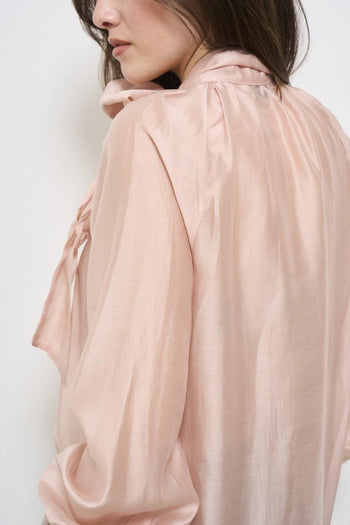 Pink women's shirt with bow - 5