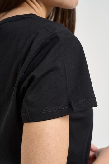 T-shirt donna con logo nera - 4