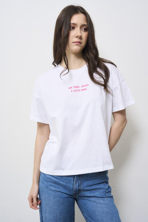 T-shirt donna bianca scritta Gin Tonic - 2