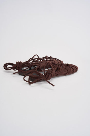 Sandalo donna in suede marrone - 6