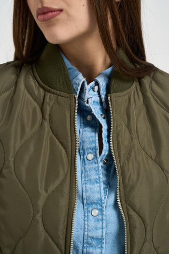Bomber donna trapuntato verde - 3
