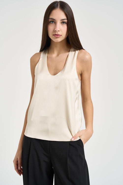 Top donna satino panna