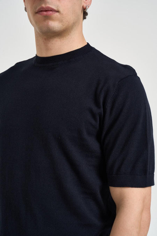 T-shirt uomo in maglia blu notte - 2