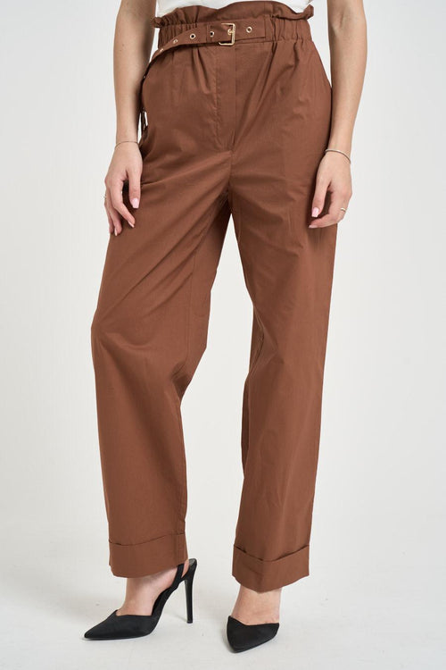 Pantalone donna con cintura tabacco