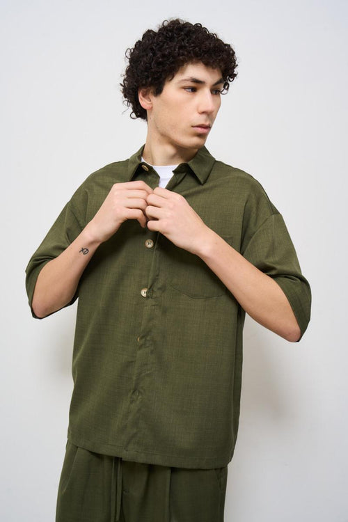 Camicia uomo verde militare - 2