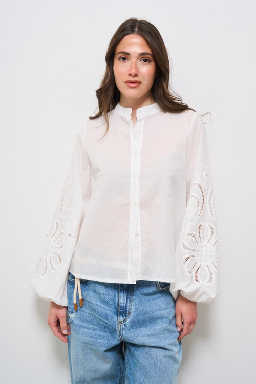 Camicia donna bianca con ricami