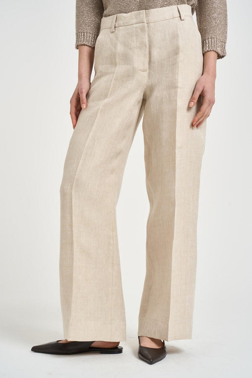 Pantalone donna gamba dritta beige