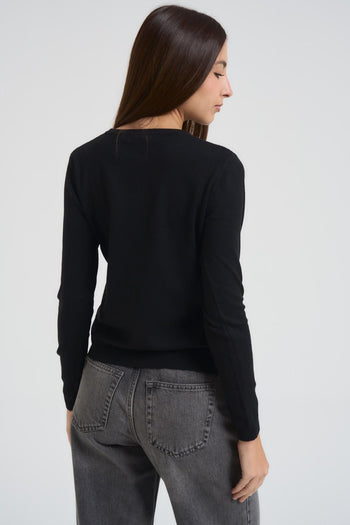 Maglia donna girocollo nera - 3