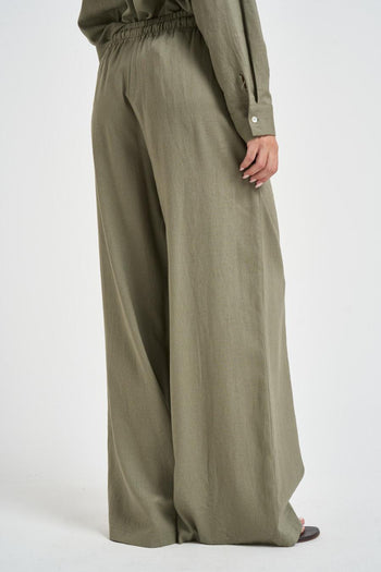 Pantalone donna fluido verde militare - 4