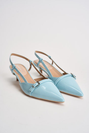 Slingback donna in vernice celeste - 3
