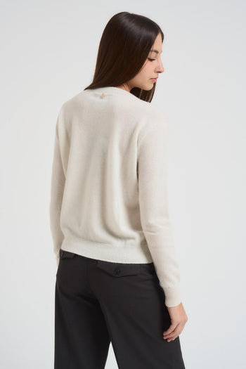 Maglia donna girocollo panna - 3