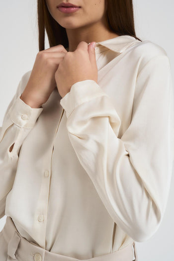 Camicia donna satinata burro - 3