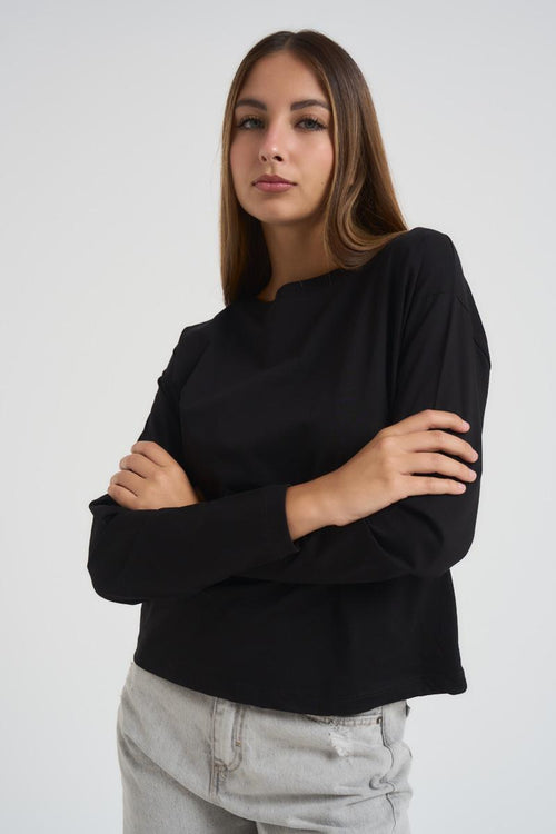 T-shirt donna girocollo nera