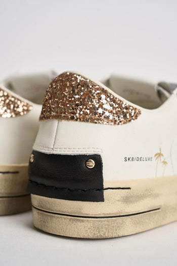 Sneakers donna SK8 bianche e glitter oro - 7