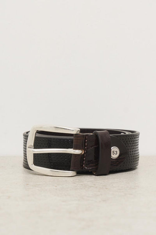 Men's belt perforated dark brown