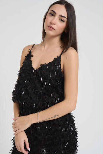 Top donna paillettes nero - 3