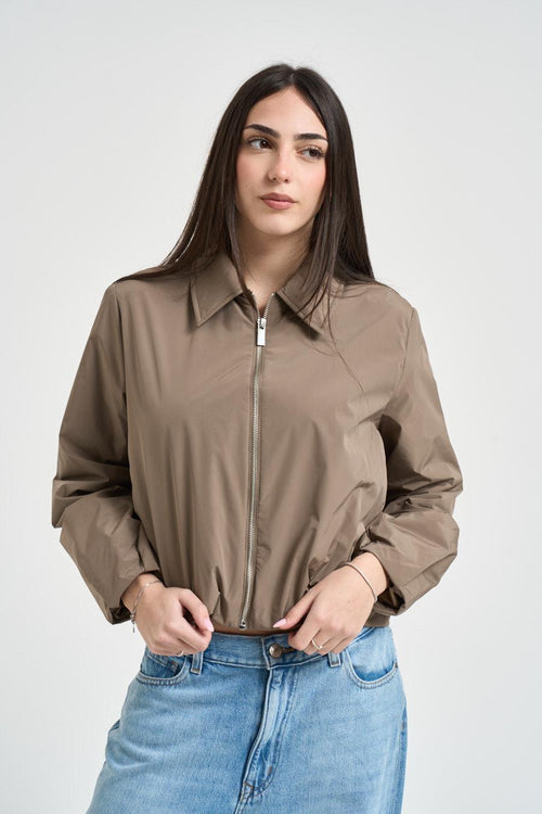 Bomber donna corto tortora - 2