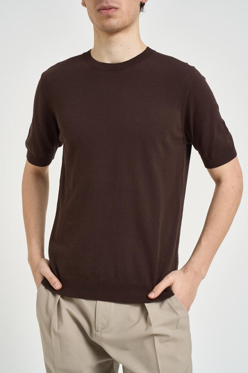 T-shirt uomo in maglia marrone