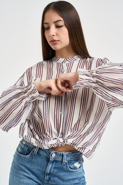 Camicia donna a righe verticali multicolor - 2