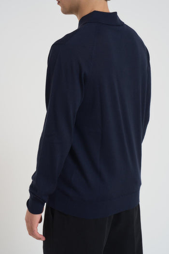 Polo uomo a manica lunga blu notte - 3