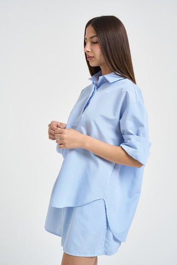 Camicia donna a righe azzurre e bianche - 3