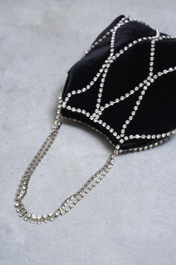 Borsa donna nera con strass - 4