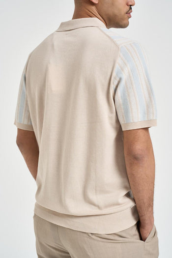 Polo uomo a righe panna - 4