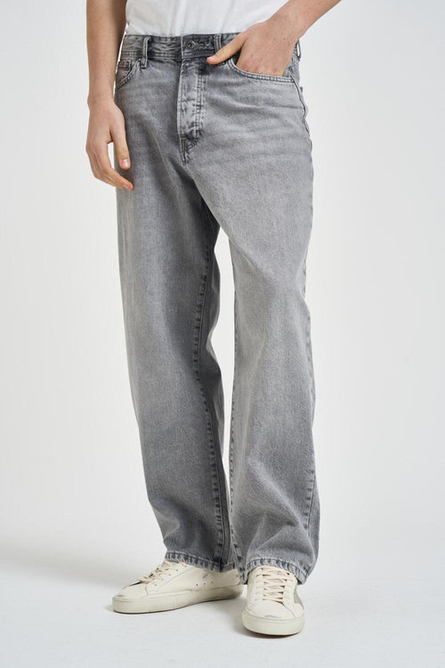 Jeans uomo baggy denim grigio