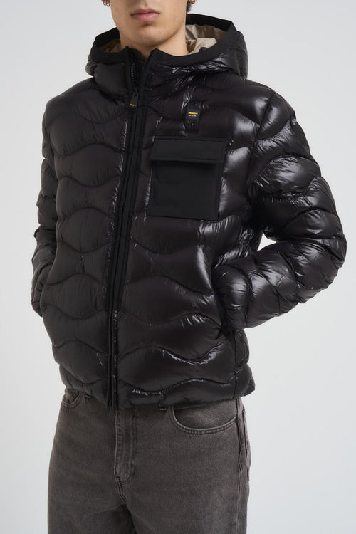Piumino uomo trapuntato in nylon nero