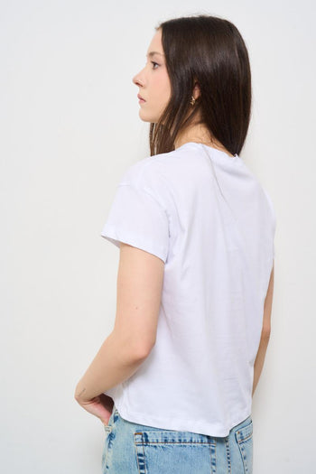 T-shirt donna girocollo bianca - 4