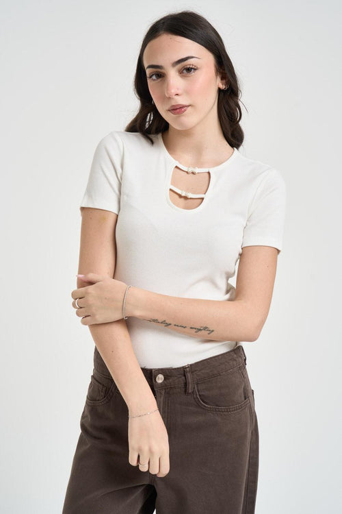 T-shirt donna con doppio laccetto bianca