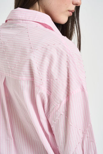Camicia donna a righe rosa - 5