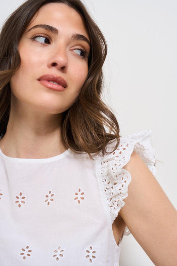 T-shirt donna traforata bianca - 3