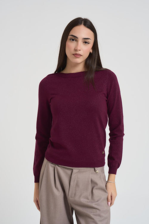 Maglia donna in lurex bordeaux