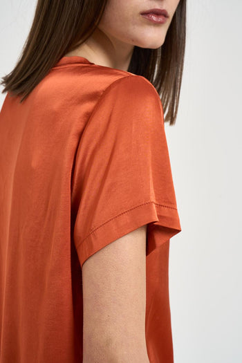 Blusa donna satinata arancione - 4