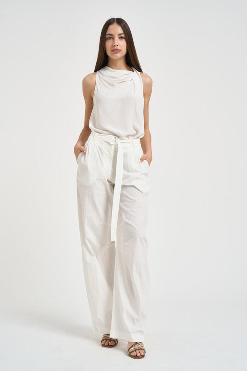 Blusa donna con drappeggio bianca