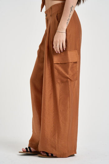 Pantalone donna a palazzo cargo coccio - 3