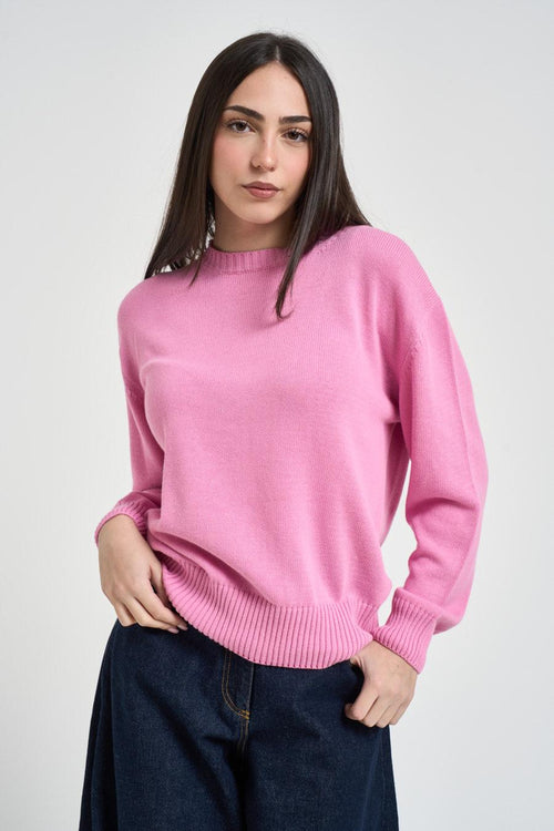 Maglia donna girocollo rosa