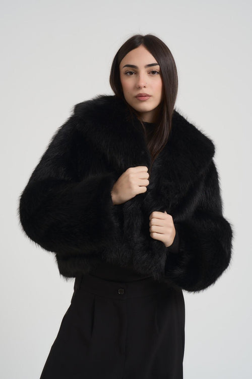 Ecopelliccia donna corta nera