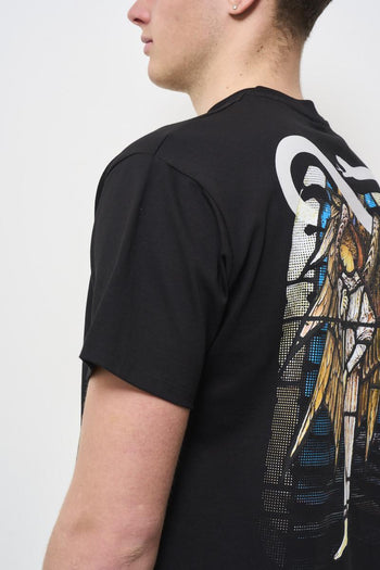 T-shirt uomo girocollo nera con stampa - 4