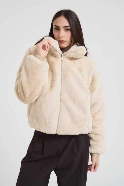 Ecopelliccia donna corta panna