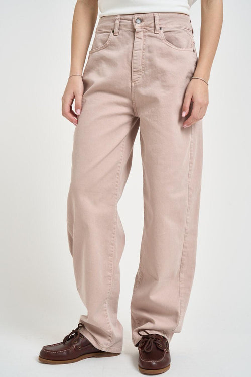 Jeans donna balloon in denim rosa cipria - 1