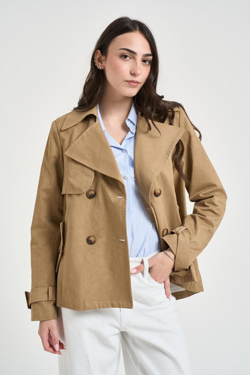 Trench donna corto cammello - 1