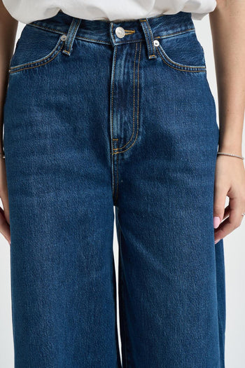 Jeans donna gamba larga in denim blu - 4