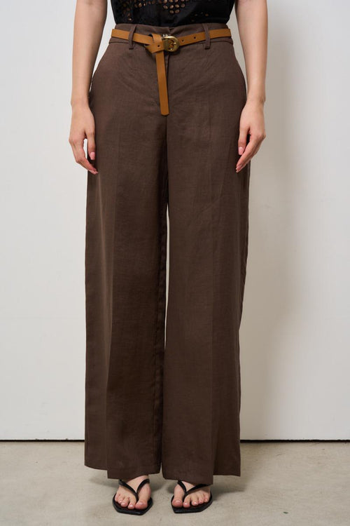 Pantalone donna a palazzo marrone