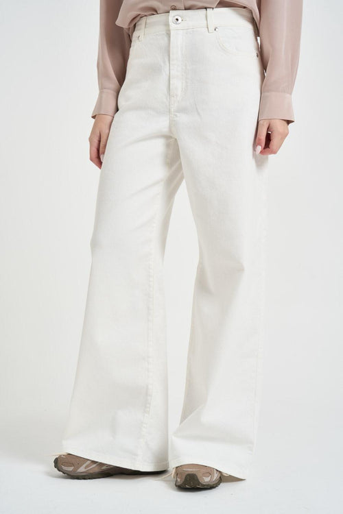 Jeans donna wide-leg in denim bianco - 2