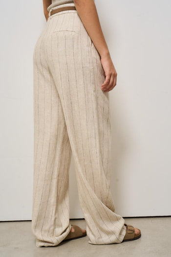 Pantalone donna gessato beige - 4