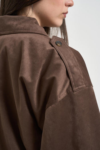 Giacca donna in suede moro - 7